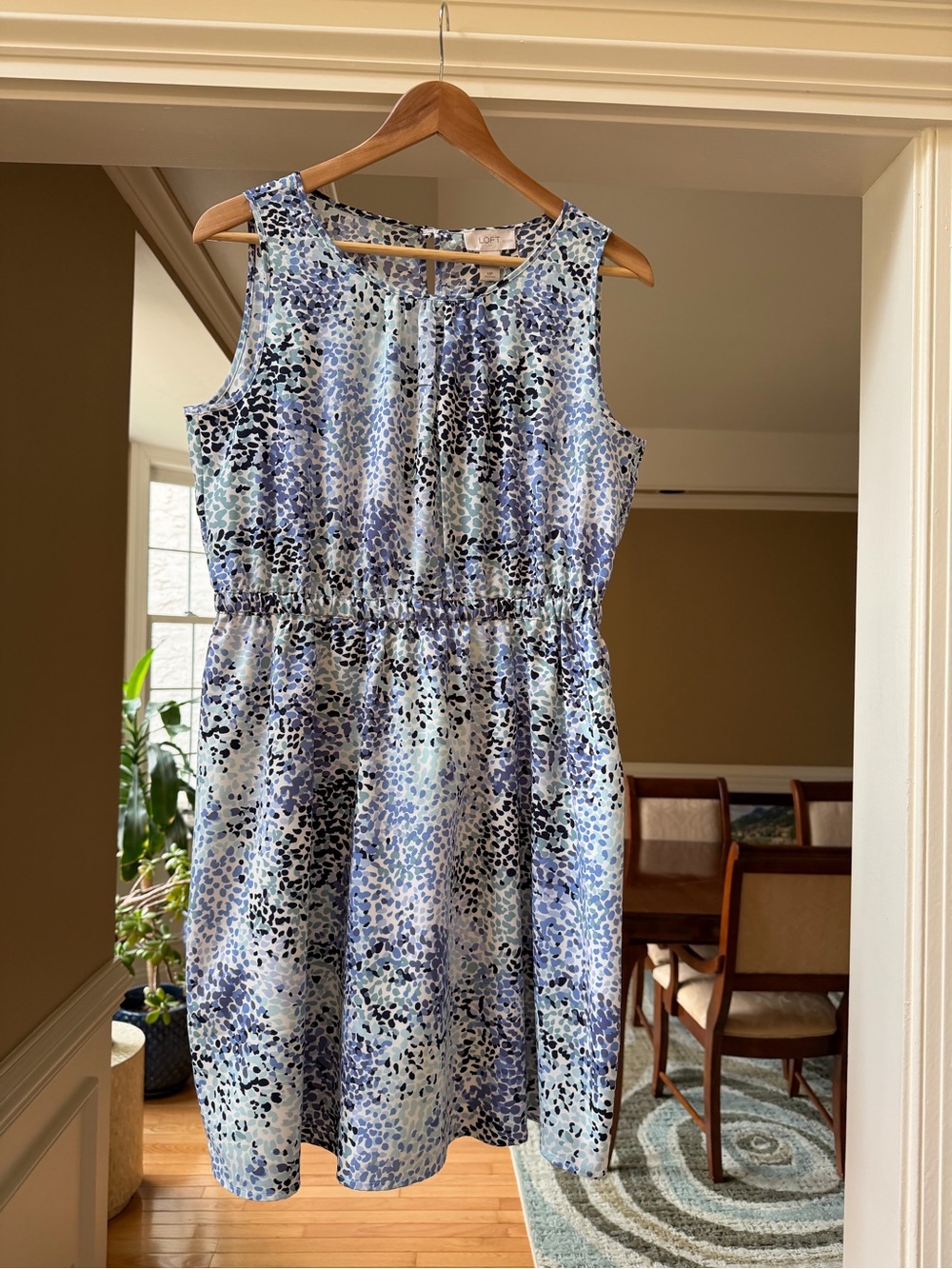 Loft Sleeveless Blue Printed Dress